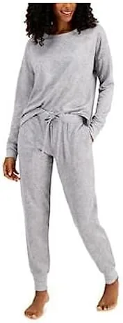 alfani french terry pajama set x small grey