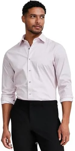 alfani mens slim fit dress shirt small 14 145 32 33 pink geometric