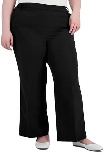 alfani plus size pull on wide leg pants deep black 18w