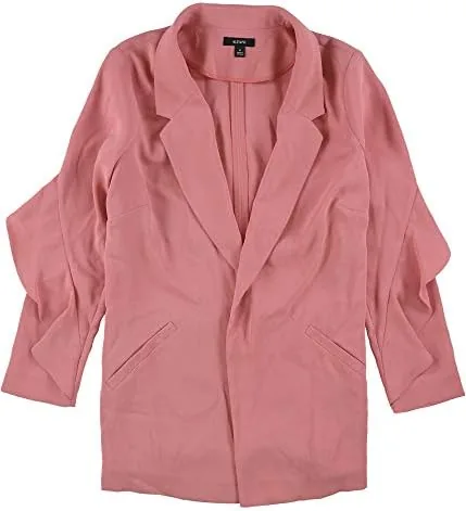 alfani womens flounce suit separate open front blazer pink xl