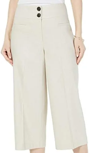 alfani womens high waist straight leg culottes beige 14