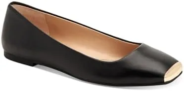 alfani womens neptoon faux leather ballet flats black 55 medium bm